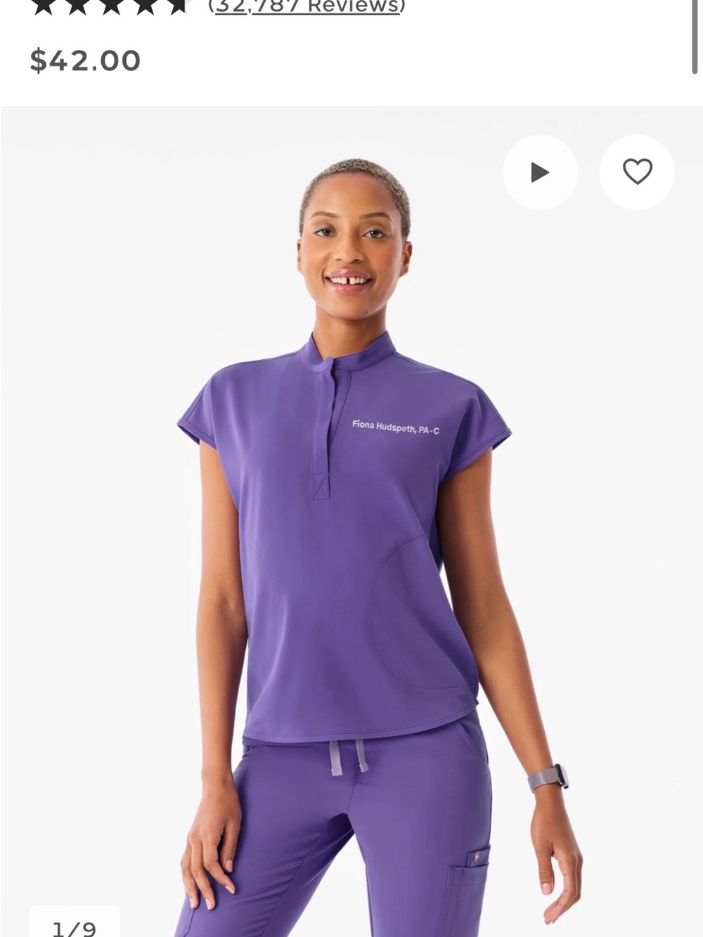 Figs Purple Rafaela Scrub Top